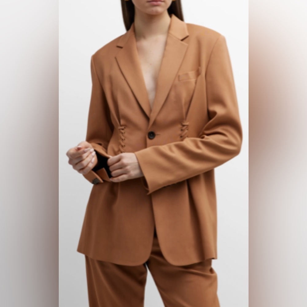 A.L.C. Maverick Jacket Tawny Brown Lace Up Princess Silhouette Size: 6 - Picture 13 of 14